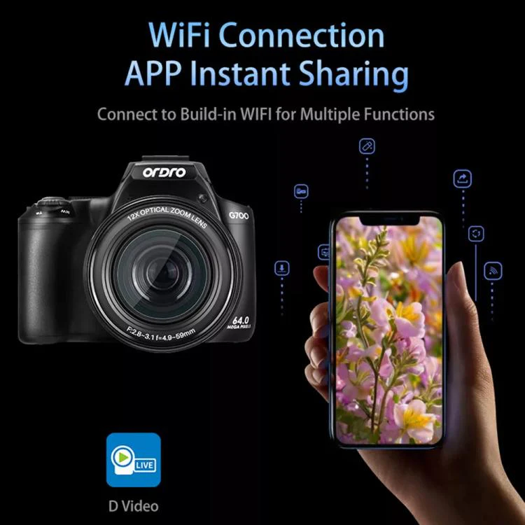 Ordro 4K Ultra HD Rotating Screen Optical Zoom Digital Camera - Image 12