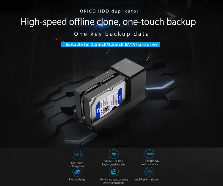 ORICO 6528US3-C 2.5 / 3.5 inch Hard Drive Enclosure with Duplicator - Image 6