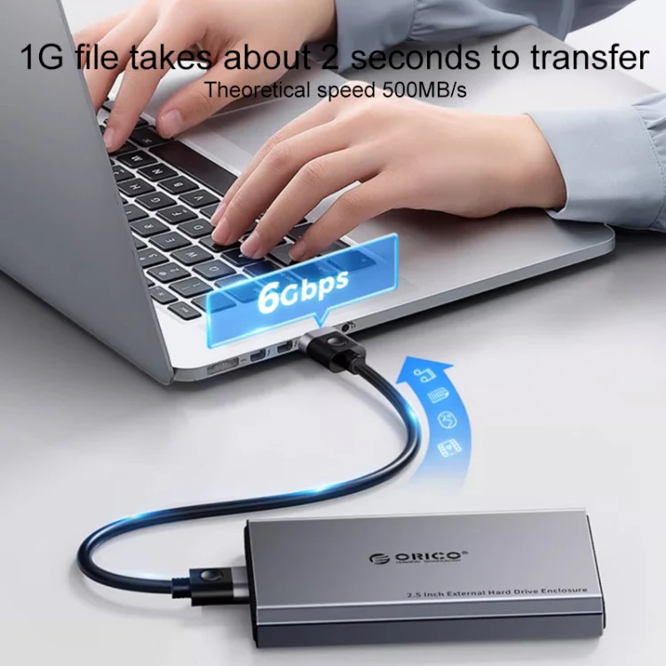 ORICO DD25 C3 2.5 inch Type-C to Type-C and USB Mechanical SSD Enclosure, Supported Capacity: 6TB(Dark Gray) - Image 3