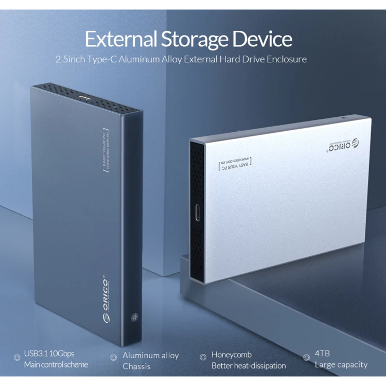 ORICO DD25 C3 2.5 inch Type-C to Type-C and USB Mechanical SSD Enclosure, Supported Capacity: 6TB(Dark Gray) - Image 6