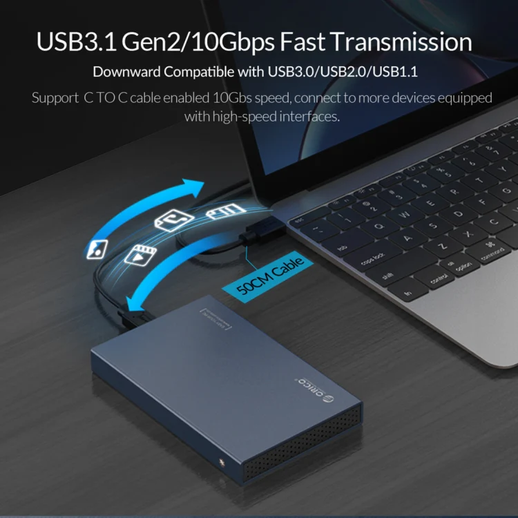 ORICO DD25 C3 2.5 inch Type-C to Type-C and USB Mechanical SSD Enclosure, Supported Capacity: 6TB(Dark Gray) - Image 9
