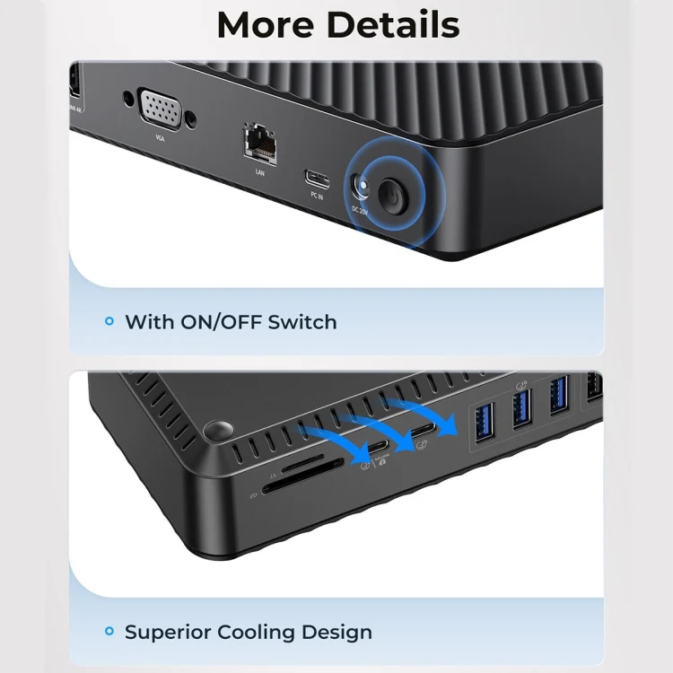 ORICO DKA20-BK-BP 10Gbps 20 in 1 Type-C 3.0 HUB Docking Station (US Plug) - Image 11