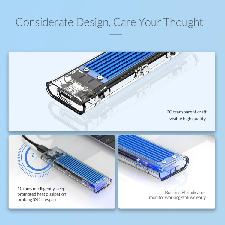ORICO TCM2-C3 NVMe M.2 SSD Enclosure (10Gbps)(Silver) - Image 11