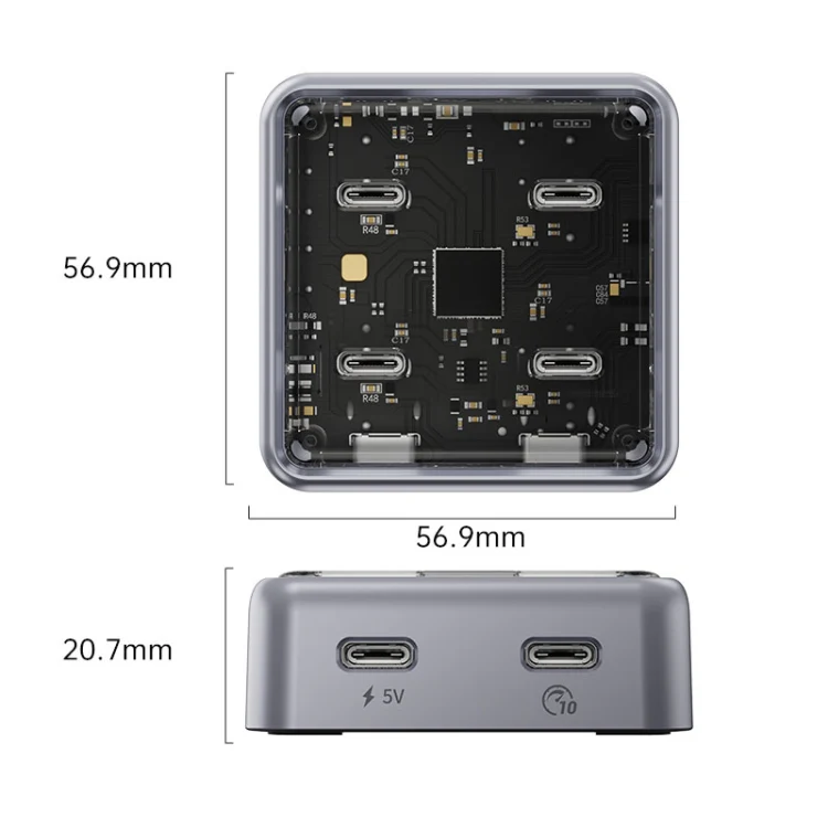 ORICO XHJ4C-G2 4-Port Compact Zinc Alloy USB Type-C 3.0 HUB Expand Converter(Silver) - Image 2