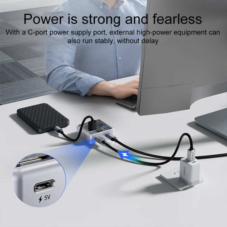 ORICO XHJ4C-G2 4-Port Compact Zinc Alloy USB Type-C 3.0 HUB Expand Converter(Silver) - Image 5