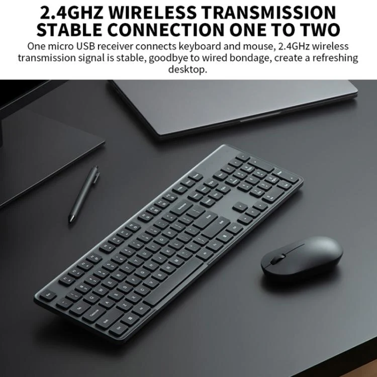 Original Xiaomi 2.4GHz Wireless Keyboard + Mouse Set 2 for Notebook Desktop Laptop(Milk Tea White) - Image 3