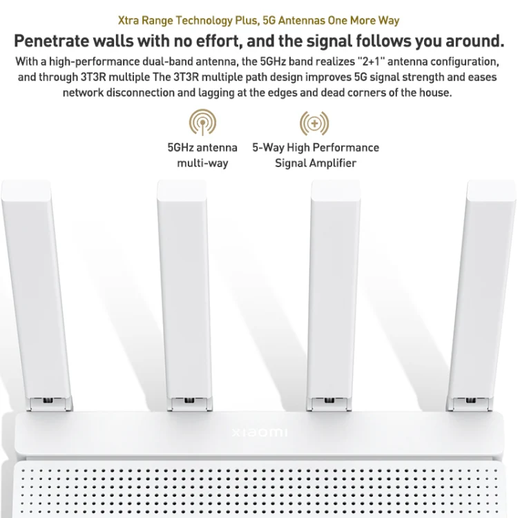 Original Xiaomi AX3000T 2.4GHz/5GHz Dual-band 1.3GHz CPU Router Supports NFC Connection, US Plug(White) - Image 4