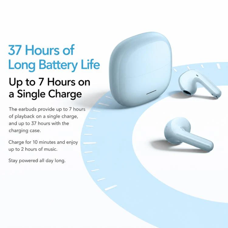 Original Xiaomi REDMI Buds 8 Active Semi In-Ear Bluetooth Earphone(Transparent Blue) - Image 5