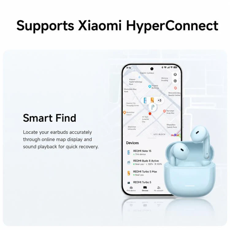 Original Xiaomi REDMI Buds 8 Active Semi In-Ear Bluetooth Earphone(Transparent Blue) - Image 6