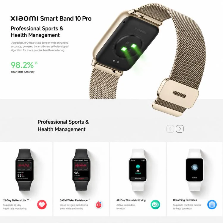 Original Xiaomi Smart Band 10 Pro, 1.74 inch AMOLED Screen 5ATM Waterproof Smart Watch, Support Blood Oxygen / Heart Rate Monitor(Cheese White) - Image 11