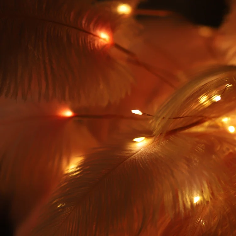 Ostrich Feather Table Lamp Wrought Iron Night Light LED Copper Wire Lamp(Grey) - Image 4