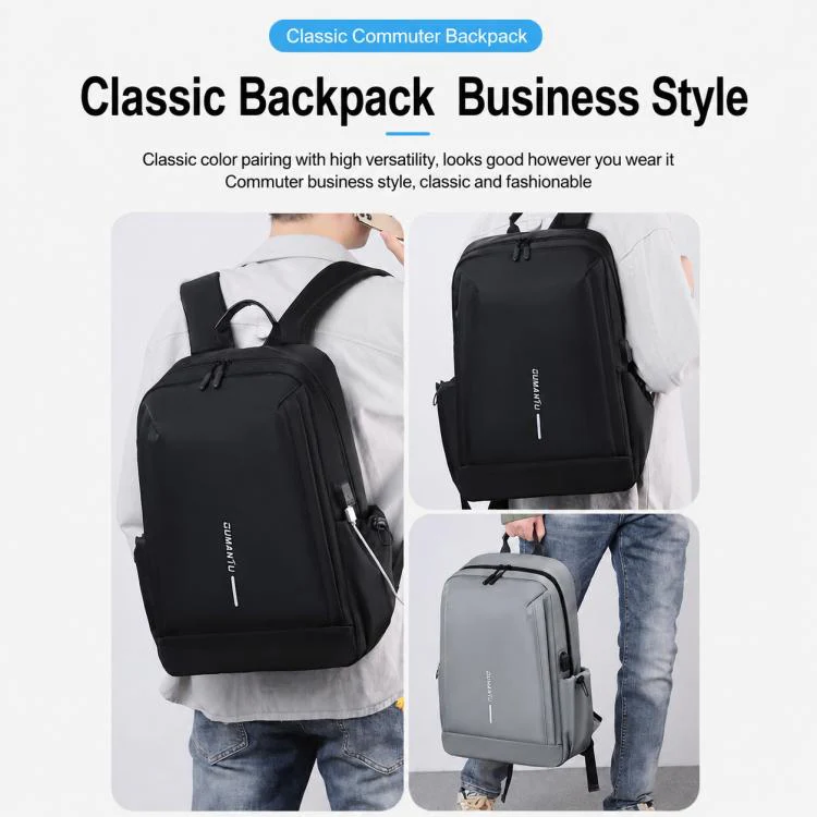 OUMANTU 2316 Multifunctional Business Letter Logo Backpack Laptop Bag(Grey) - Image 11