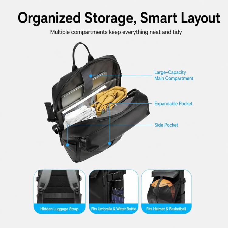 OUMANTU K102 Waterproof Large Capacity Casual Backpack(Blue) - Image 8
