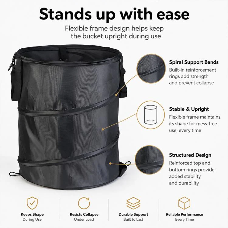 Outdoor Camping Folding Bucket Portable Trash Can Garden Leaf Bucket, Size:Medium 45x55cm(Army Green) - Image 9