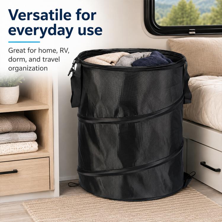 Outdoor Camping Folding Bucket Portable Trash Can Garden Leaf Bucket, Size:Medium 45x55cm(Black) - Image 8