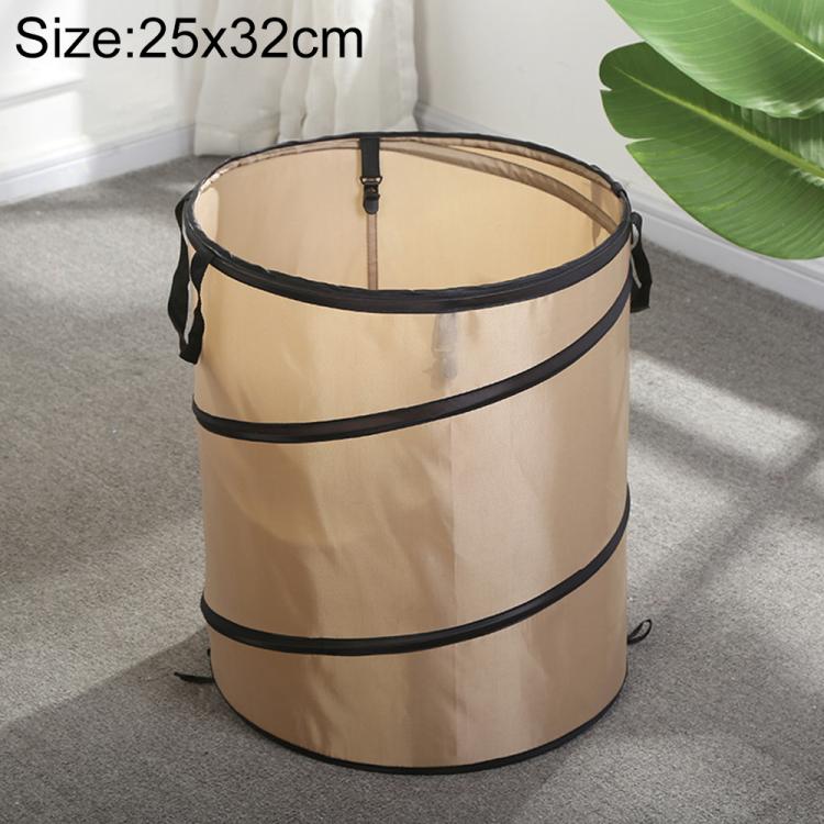 Outdoor Camping Folding Bucket Portable Trash Can Garden Leaf Bucket, Size:Mini 25x32cm(Light Coffee)