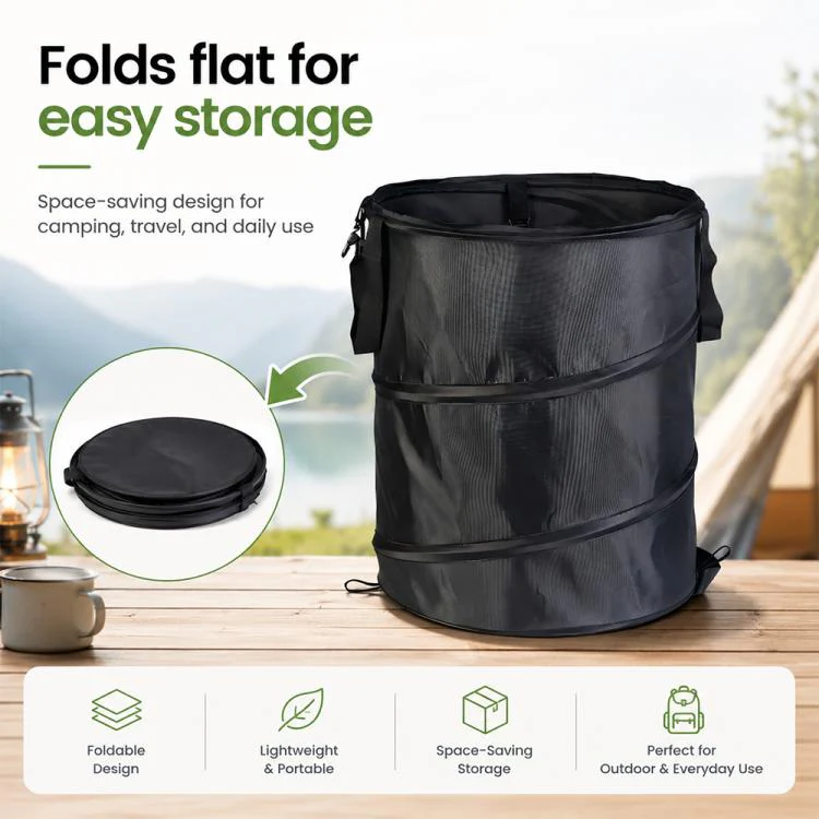 Outdoor Camping Folding Bucket Portable Trash Can Garden Leaf Bucket, Size:Mini 25x32cm(Light Coffee) - Image 3
