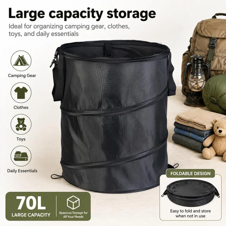 Outdoor Camping Folding Bucket Portable Trash Can Garden Leaf Bucket, Size:Small 34x40cm(Light Coffee) - Image 4
