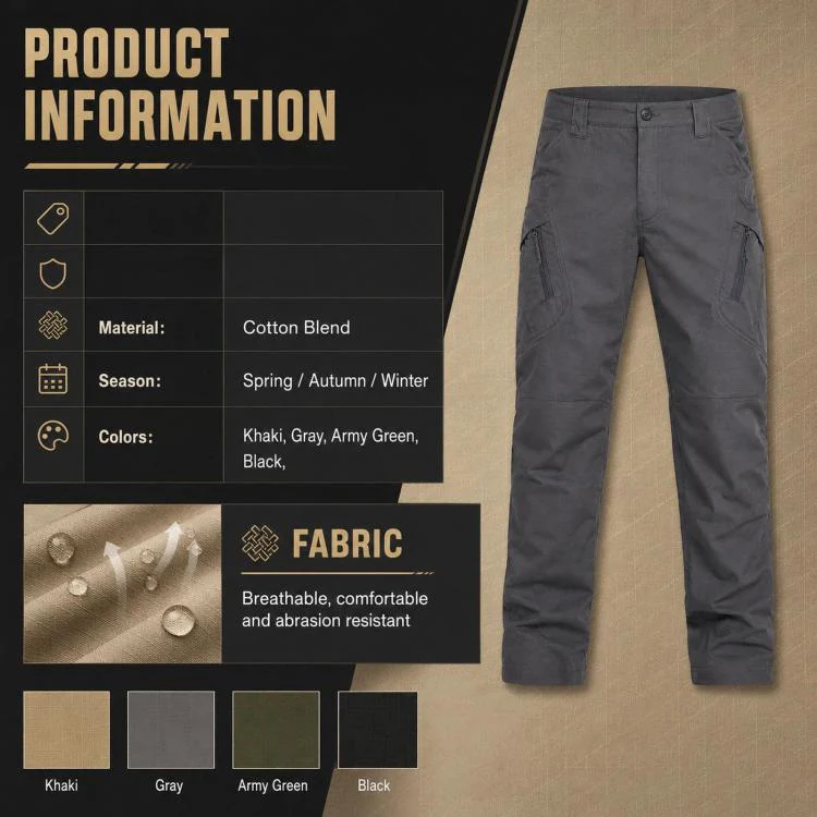 Outdoor Durable Breathable Hiking Long Pants For Men, Size: L(Black) - Image 4