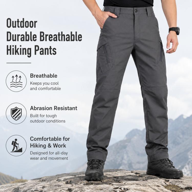 Outdoor Durable Breathable Hiking Long Pants For Men, Size: L(Gray) - Image 7