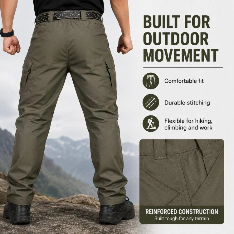 Outdoor Durable Breathable Hiking Long Pants For Men, Size: XL(Black) - Image 3