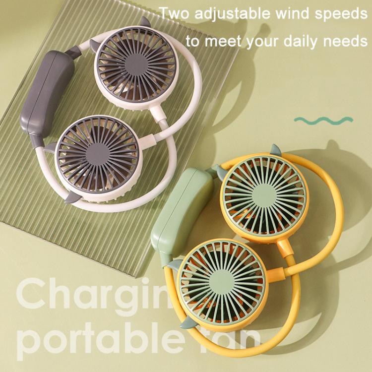 Outdoor Folding Mini Neck Fan Portable USB Rechargeable Summer Gift Fan, Color: Bear Green - Image 6