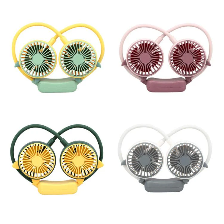 Outdoor Folding Mini Neck Fan Portable USB Rechargeable Summer Gift Fan, Color: Deer Pink Purple - Image 2