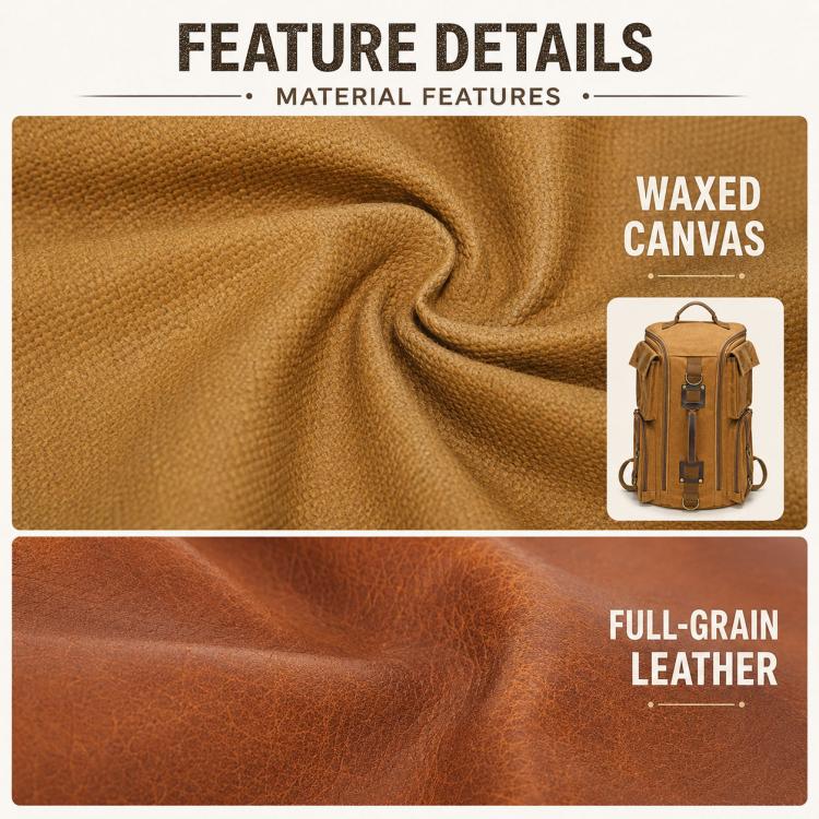 Outdoor Large Capacity Waterproof Travel Men Canvas Backpack(Black) - Image 8