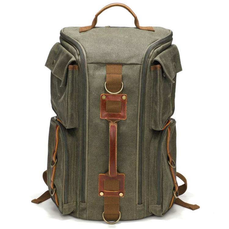 Outdoor Large Capacity Waterproof Travel Men Canvas Backpack(Military Green)