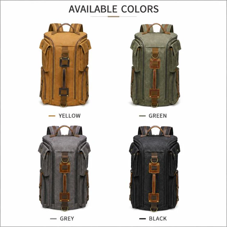 Outdoor Large Capacity Waterproof Travel Men Canvas Backpack(Military Green) - Image 7