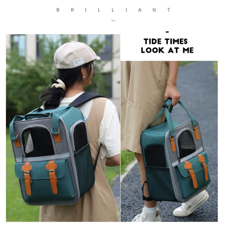 Outdoor Portable Shoulder Pet Backpack Handheld Foldable Breathable Cat Bag(Style 6 Blue) - Image 2