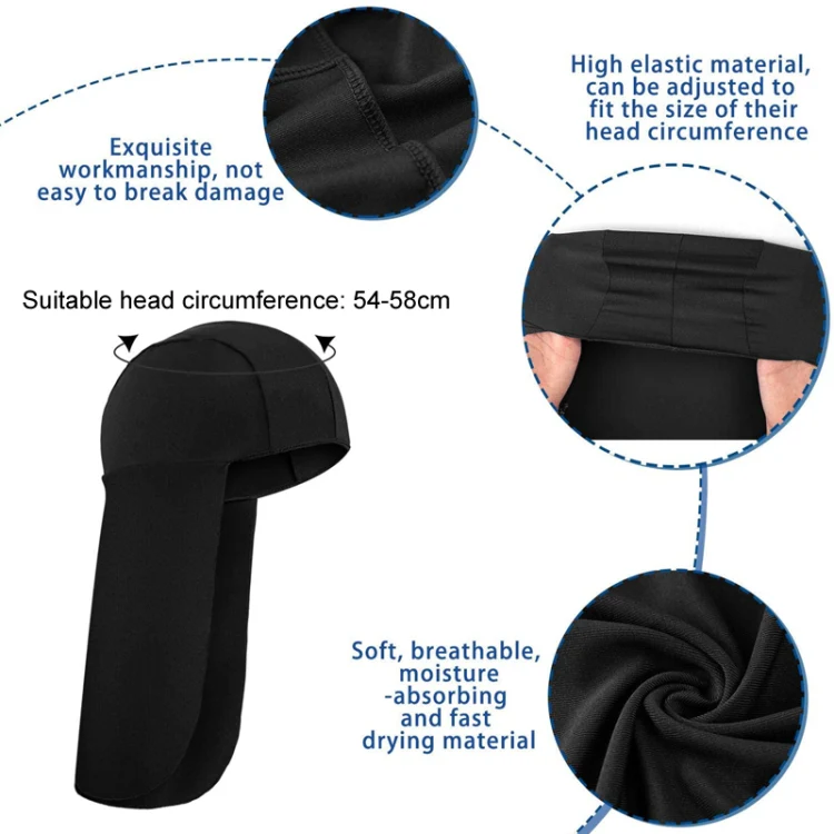Outdoor Riding Long Tail Cap Breathable Sweat Absorbent Shading Workplace Safety Dustproof Shawl Cap, Size: Free Code(Black) - Image 4
