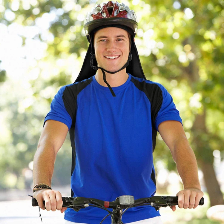 Outdoor Riding Long Tail Cap Breathable Sweat Absorbent Shading Workplace Safety Dustproof Shawl Cap, Size: Free Code(Black) - Image 7
