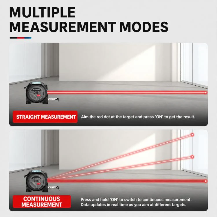 OUXIAOJIANG 3 in 1 High-Precision Handheld Cross Line Laser Rangefinder Digital Tape Measure, Measuring Distance:60m(Grey) - Image 15