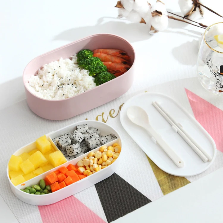 Oval Simple Lunch Box Wooden Sushi Sealed Leak-proof Lunch Box with Cutlery(White) - Image 11