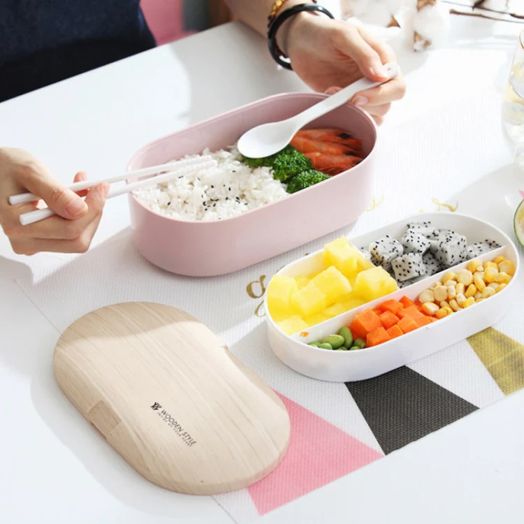 Oval Simple Lunch Box Wooden Sushi Sealed Leak-proof Lunch Box with Cutlery(White) - Image 12