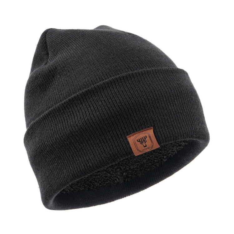 OZERO Plain Warm Wool Hat With Fleece Lining Knitted Beanie For Men And Women(Black)