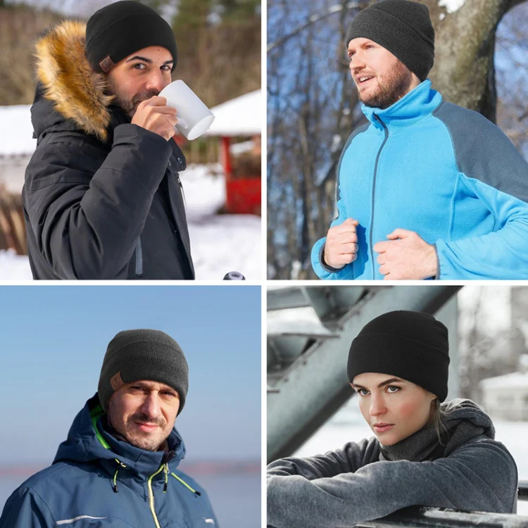 OZERO Plain Warm Wool Hat With Fleece Lining Knitted Beanie For Men And Women(Black) - Image 5