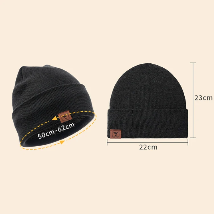 OZERO Plain Warm Wool Hat With Fleece Lining Knitted Beanie For Men And Women(Black) - Image 6