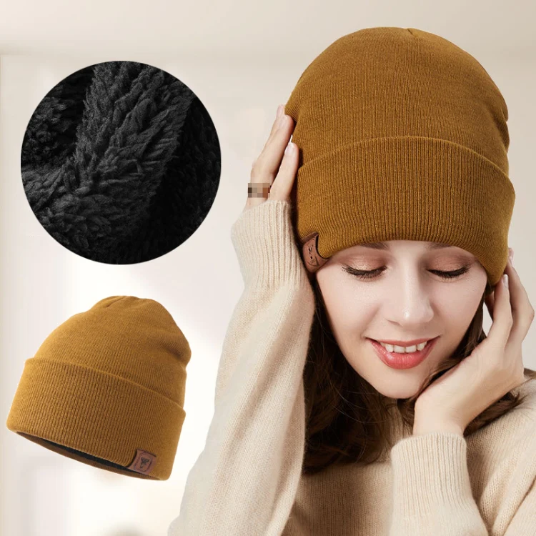 OZERO Plain Warm Wool Hat With Fleece Lining Knitted Beanie For Men And Women(Navy Blue) - Image 2