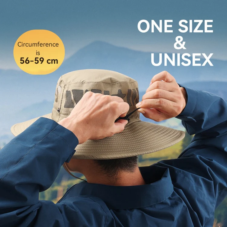 OZERO Summer Sun Shade Sunscreen Hat Outdoor Camping Breathable Large Brim Fisherman Hat, Color: 0063 Khaki - Image 6