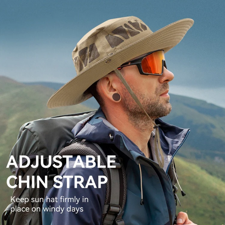 OZERO Summer Sun Shade Sunscreen Hat Outdoor Camping Breathable Large Brim Fisherman Hat, Color: 0063 Navy - Image 4