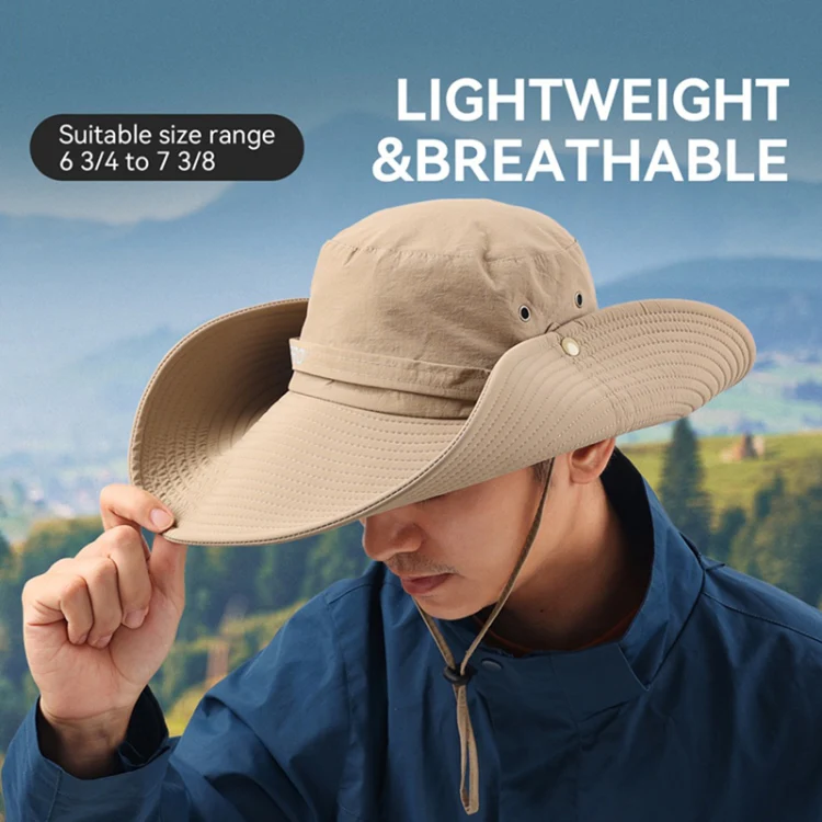 OZERO Summer Sun Shade Sunscreen Hat Outdoor Camping Breathable Large Brim Fisherman Hat, Color: 0069 Navy - Image 3