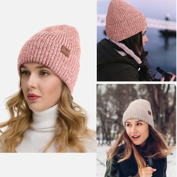 OZERO Women Wool Hat with Ear Protection Loose Fleece Lining Warm Knitted Cap(Apricot) - Image 6