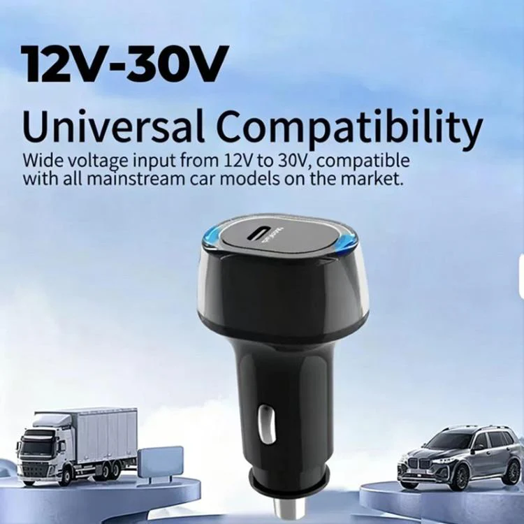 P01 PD45W Type-C / USB-C Buck Boost Car Charger with Type-C to Type-C Data Cable(Black) - Image 5