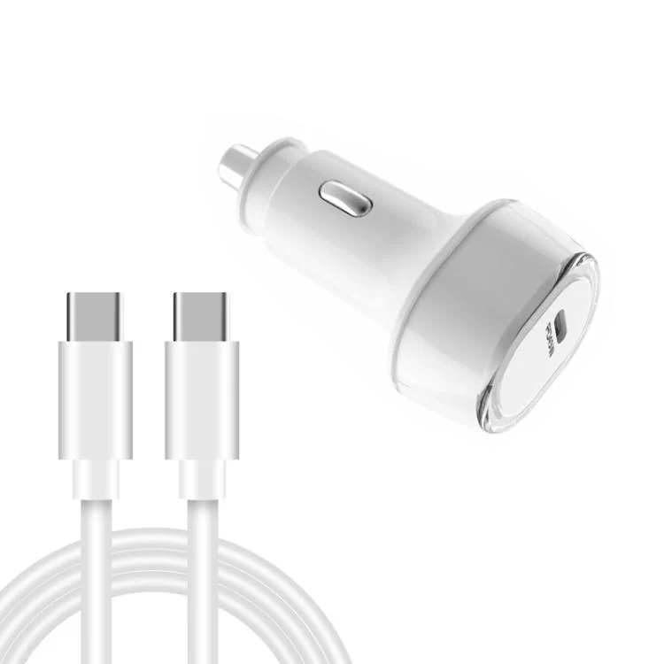 P01 PD45W Type-C / USB-C Buck Boost Car Charger with Type-C to Type-C Data Cable(White)
