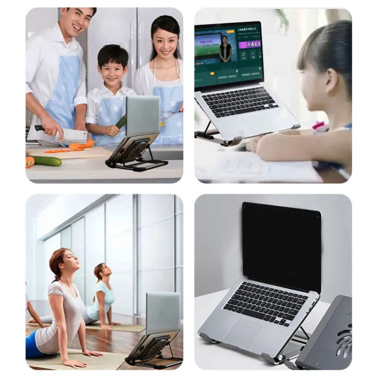 P3 Adjustable Aluminum Foldable Portable Laptop Notebook Fan Stand Bracket - Image 6