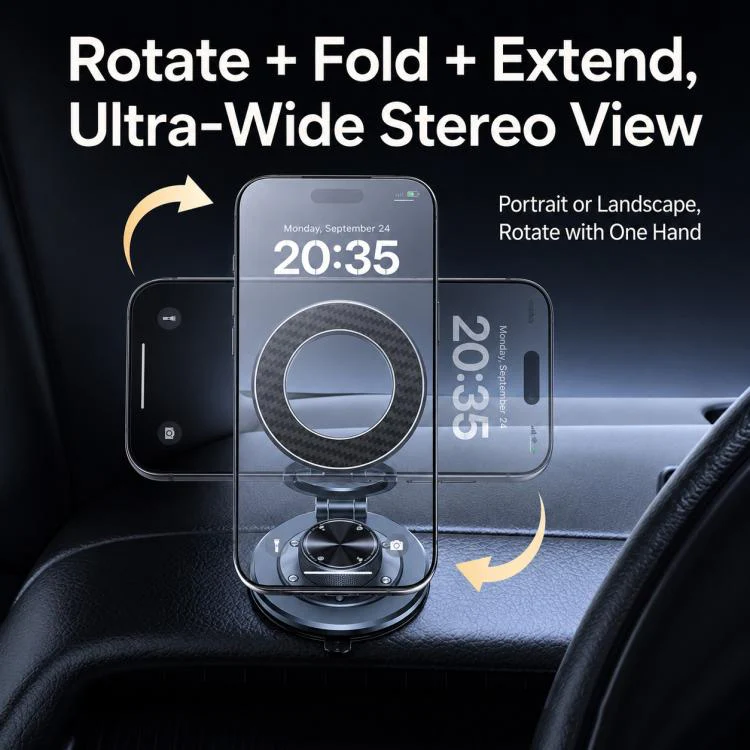 P7 360-Degree Rotating Ring Carbon Fiber Texture Alloy Magnetic Phone Holder(Orange) - Image 8