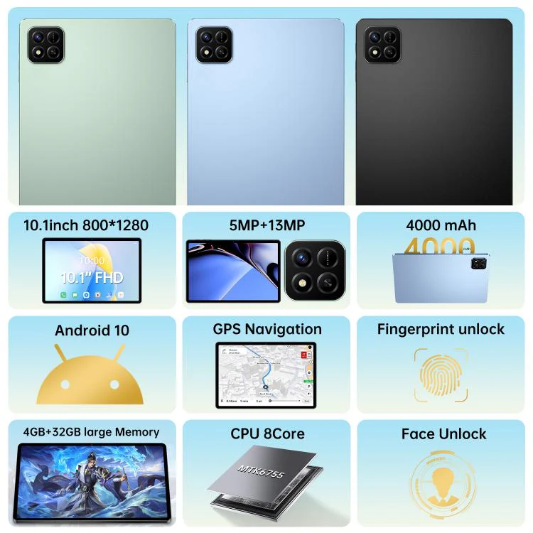 Pad 7 Pro 10.1 inch 4G LTE Tablet PC, 4GB+32GB, Android 10 MTK6755 Octa Core, AU Plug (Black) - Image 4