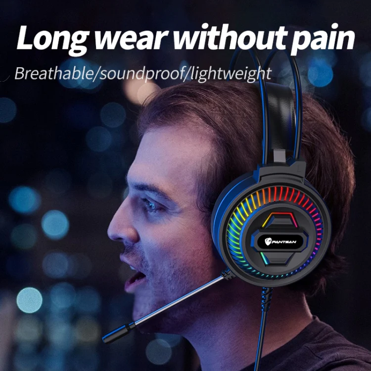 PANTSAN PSH-400 USB Computer Head-Mounted Luminous RGB Wired Headset, Specification:3.5mm White - Image 6
